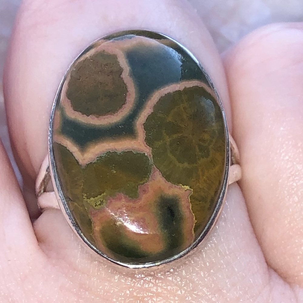Sterling silver and genuine Ocean Jasper ring size 9